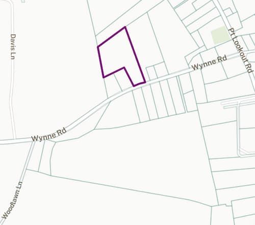 aerial map with one parcel highlighted