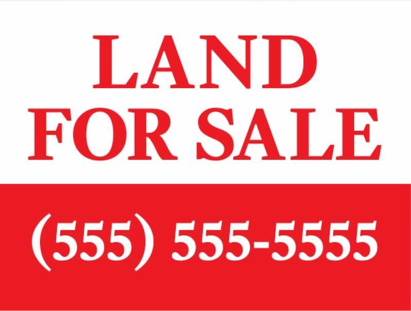 Example of a simple land for sale sign with contact number