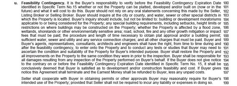 Fifth page of the Washington vacant land purchase agreement form